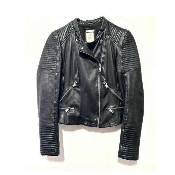 Zara Jackets & Blazers - Zara Lambskin Genuine Leather Quilted Motorcycle Jacket Zippers Black Fitted M